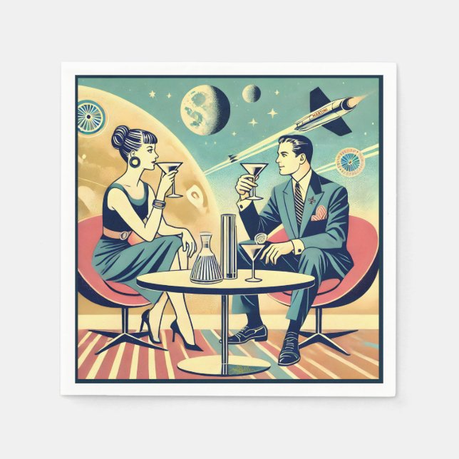 Martini Space Travel Posters Flight Crew Napkins (Front)