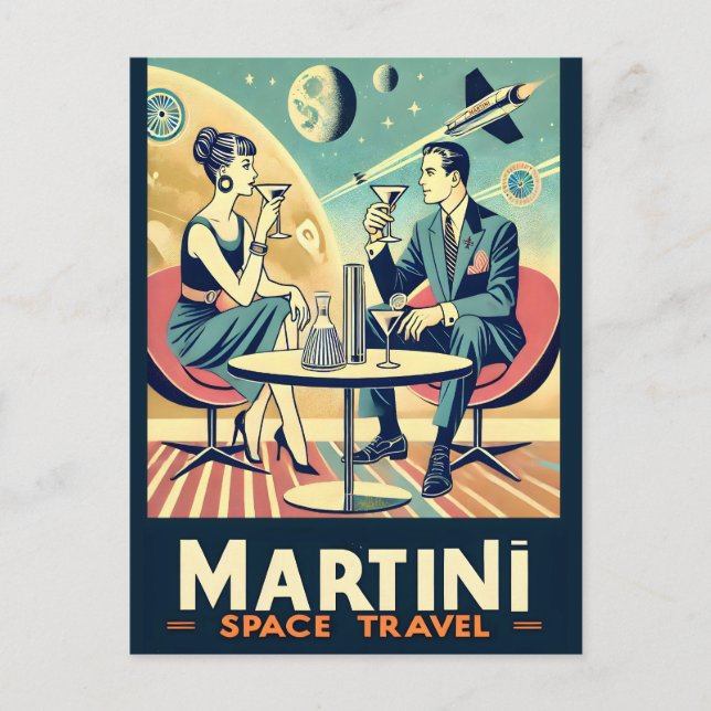 Martini Space Travel Posters Flight Crew Postcard (Front)