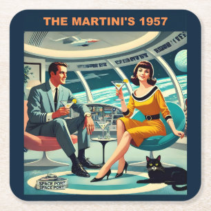 Martini Space Travel Posters The Martini's 1957 Square Paper Coaster