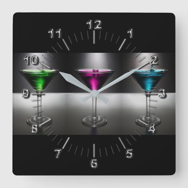 Martini Square Wall Clock (Front)
