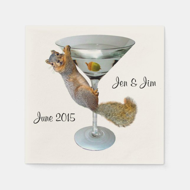 Martini Squirrel Paper Napkins (Front)