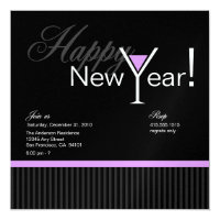 Martini Stripe New Year's Eve Invitation (purple)