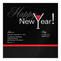 Martini Stripe New Year's Eve Invitation (red)
