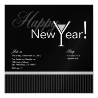Martini Stripe New Year's Eve Invitation (silver)