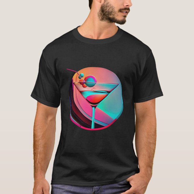 Martini Synthwave 80s Retrowave Aesthetic T-Shirt (Front)