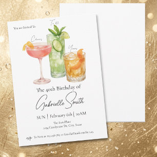 Martini themed 40th Womens Birthday Cheers Invitation