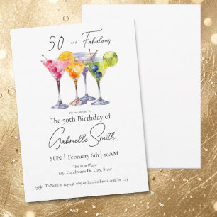 Martini themed 50th Womens Birthday Fabulous Invitation