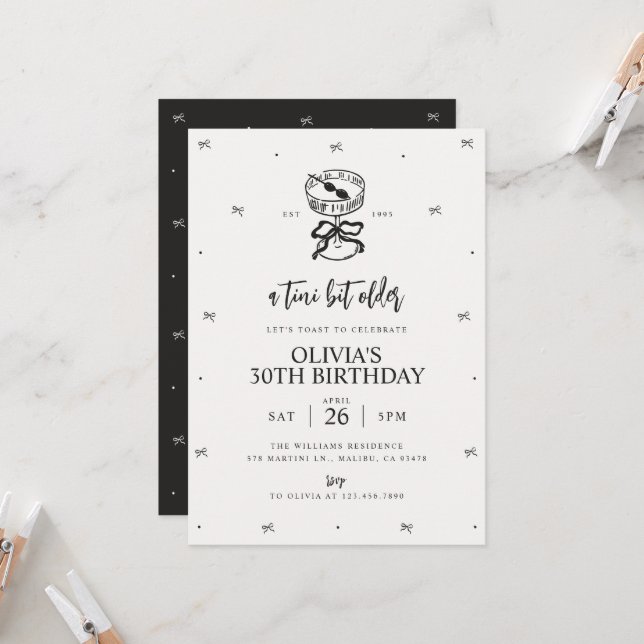 Martini Themed Birthday Invite, A Tini Bit Older Invitation | Zazzle