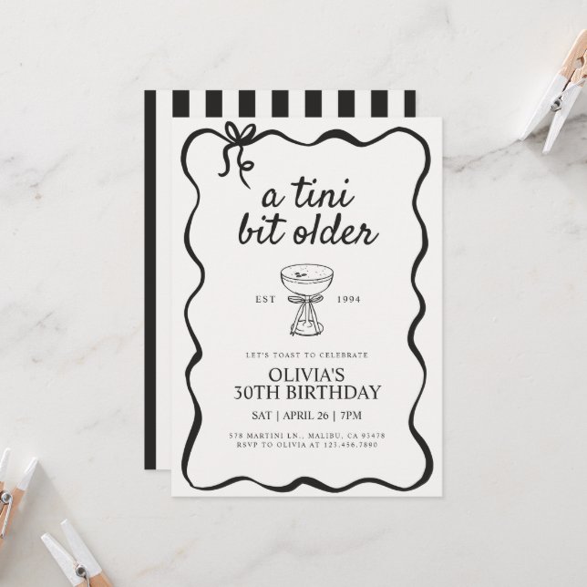 Martini Themed Birthday Invite, A Tini Bit Older Invitation | Zazzle