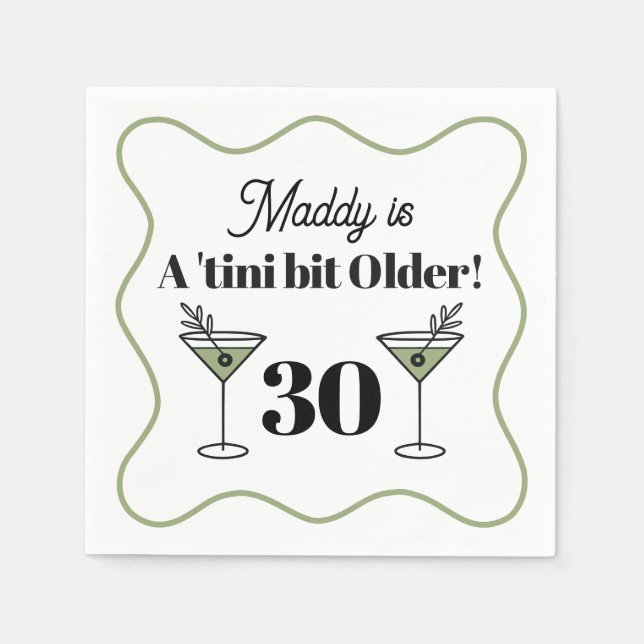Martini-Themed Birthday Napkins  (Front)