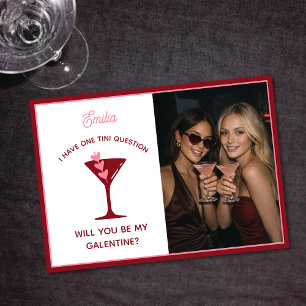 Martini Themed Galentine's Day - Cute Bestie Pink Holiday Card