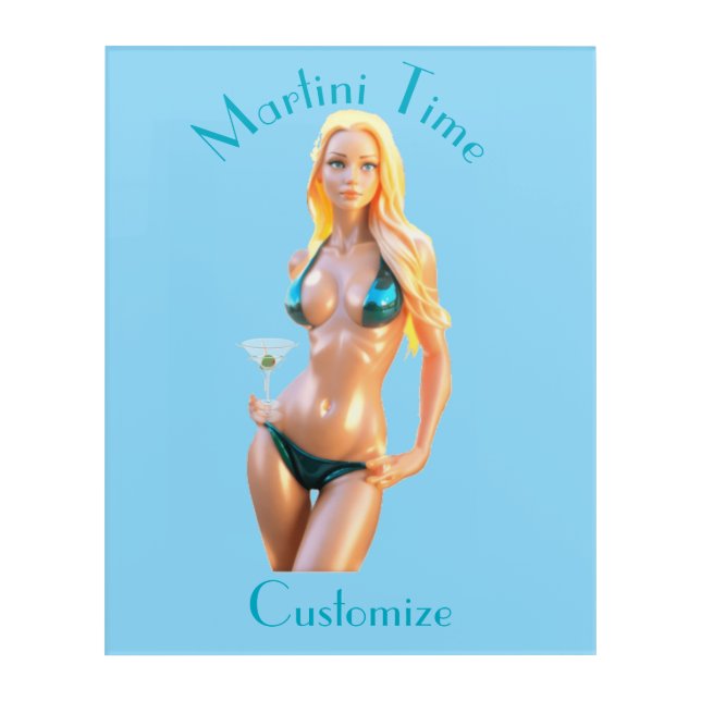 Martini time Bikini Babe Thunder_Cove  Acrylic Print (Front)