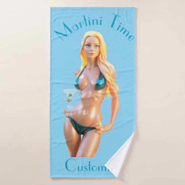 Martini time Bikini Babe Thunder_Cove  Bath Towel (Bath Towel)