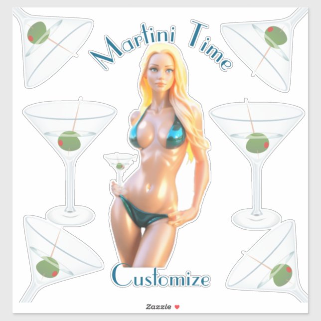 Martini time Bikini Babe Thunder_Cove  Sticker (Sheet)