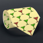 Martini Time Christmas Cocktail Single-Sided Tie<br><div class="desc">Light yellow with red and kelly green colorway. This vintage tie is inspired by advertising art of the fifties. This funny pattern has martini glasses with olives reminiscent of the wild days on Madison Avenue. Fun tie for that conservative male with a sense of humor & a passion for life....</div>