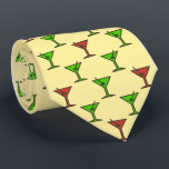 Martini Time Christmas Cocktail Single-Sided Tie<br><div class="desc">Light yellow with red and kelly green colorway. This vintage tie is inspired by advertising art of the fifties. This funny pattern has martini glasses with olives reminiscent of the wild days on Madison Avenue. Fun tie for that conservative male with a sense of humor & a passion for life....</div>