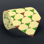 Martini Time Christmas Cocktail Two-Sided Tie<br><div class="desc">Light yellow with red and kelly green colorway. This vintage tie is inspired by advertising art of the fifties. This funny pattern has martini glasses with olives reminiscent of the wild days on Madison Avenue. Fun tie for that conservative male with a sense of humor & a passion for life....</div>