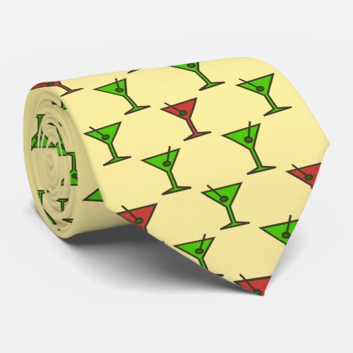 Martini Time Christmas Cocktail Two_Sided Tie
