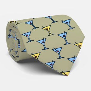 Martini Time Fifties Cocktail Khaki Two-sided Tie