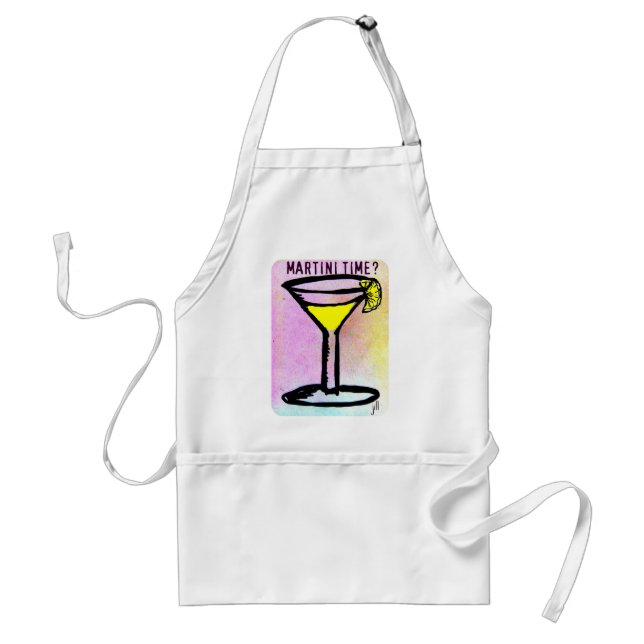 MARTINI TIME LEMON DROP PASTEL PRINT by Jill Adult Apron (Front)