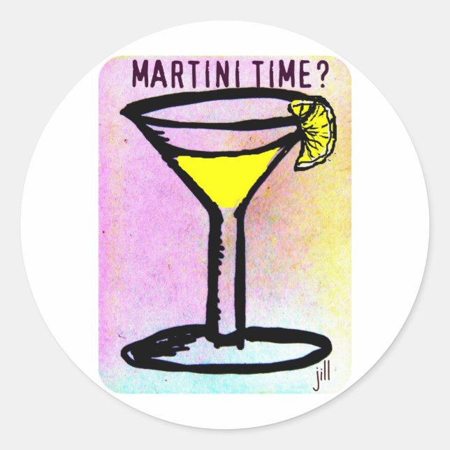MARTINI TIME LEMON DROP PASTEL PRINT by Jill Classic Round Sticker (Front)