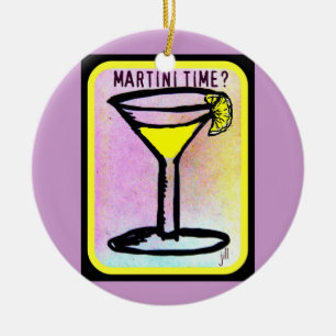 MARTINI TIME LEMON DROP PRINT CERAMIC ORNAMENT