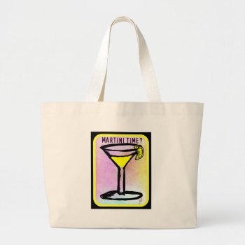 Martini Time Lemon Drop Print Large Tote Bag by CreativeContribution at Zazzle