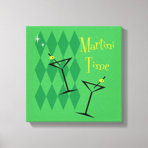 Martini Time Retro Style Canvas Print