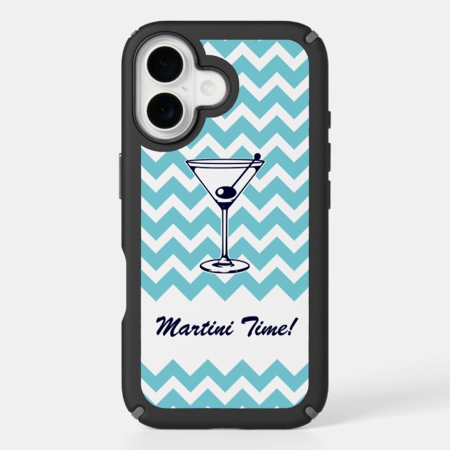 Martini Time with Blue Chevron Pattern Speck iPhone Case (Front)
