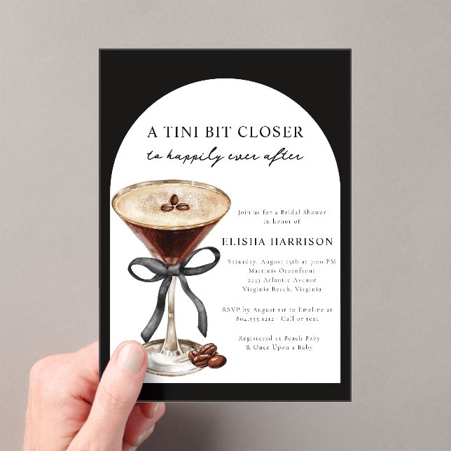 Martini Tini Bit Closer Stripe Bridal Shower  Acrylic Invitations (Insitu (Handheld))