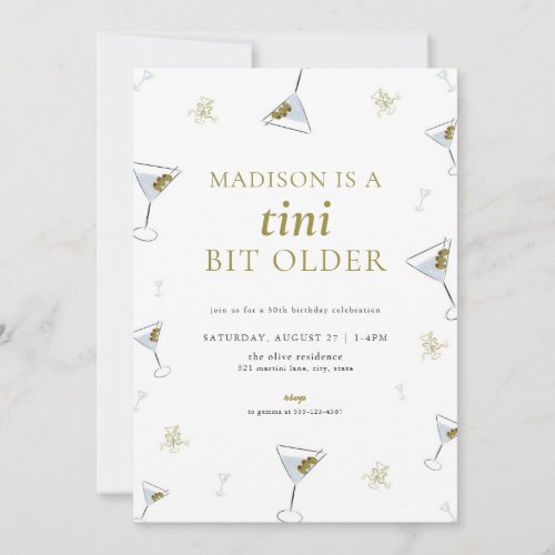 Martini Tini Bit Older Adult Birthday Invitation 
