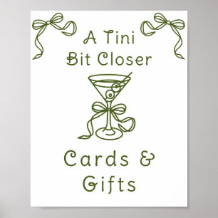 Martini Toile Bow Bridal shower Cards and Gifts Poster