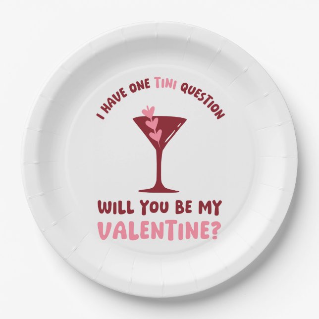  Martini Valentine Chic & Trendy Galentines Day Paper Plates (Front)