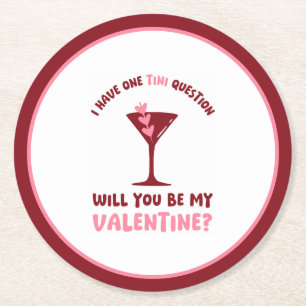 Martini Valentine Chic & Trendy Galentines Day Round Paper Coaster