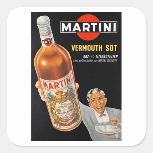 Martini _ Vintage Vino Vermouth Square Sticker