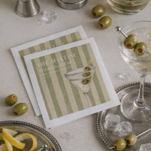 Martini Weekend Social Club Green Stripes Napkins