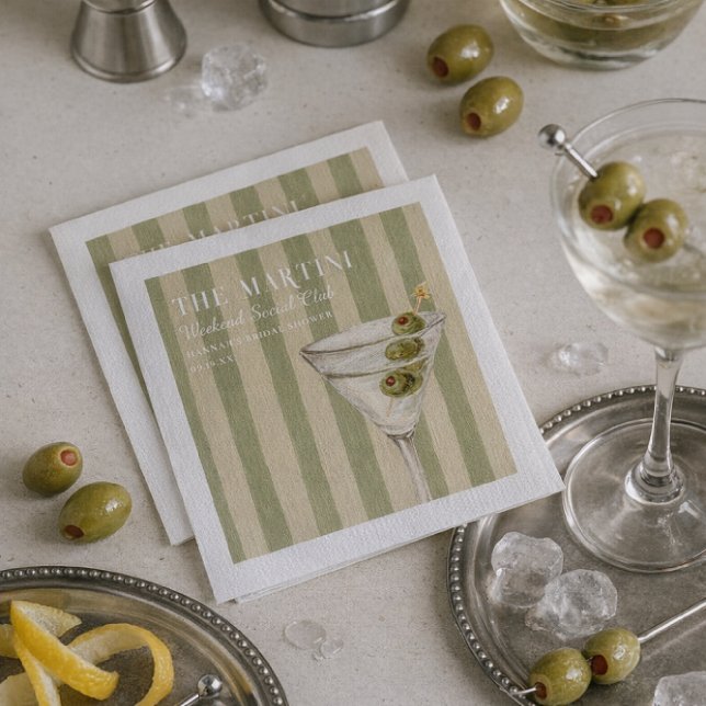 Martini Weekend Social Club Green Stripes Napkins (Creator Uploaded)