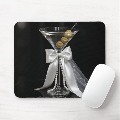 Martini with a Bridal Veil and Pearls Mouse Pad