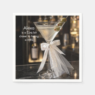Martini with a Veil, Pearls and Bride's Name Napkins
