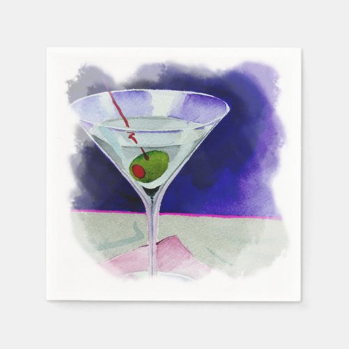 Martini with an Olive Napkins