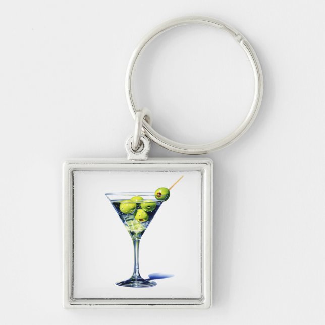 Martini With Olives Keychain (Front)