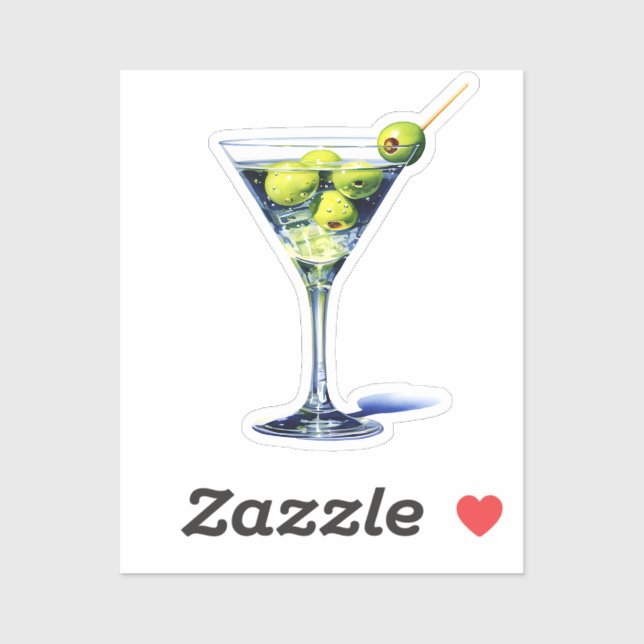 Martini With Olives Sticker (Sheet)