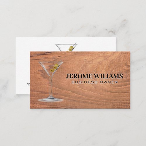 Martini  Wood Background Business Card