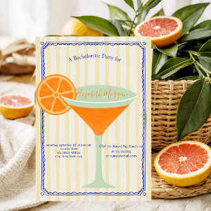 Martini Yellow Stripes Bachelorette Invitation