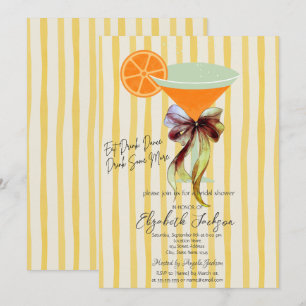 Martini Yellow Stripes Bow Bridal Shower  Invitation
