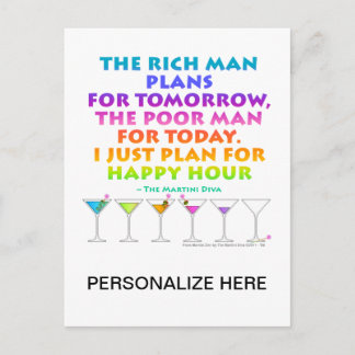 MARTINI ZEN - Plan for Happy Hour Postcard