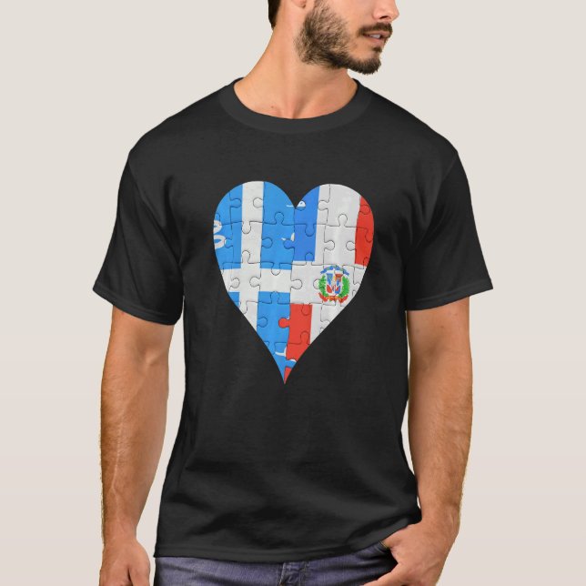 Martiniquais Dominican Flag Heart T-Shirt (Front)