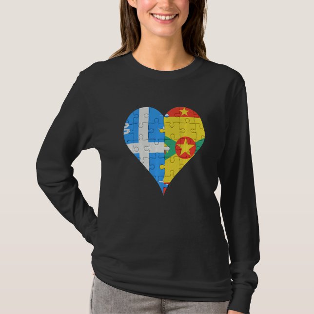 Martiniquais Grenadan Flag Heart T-Shirt (Front)
