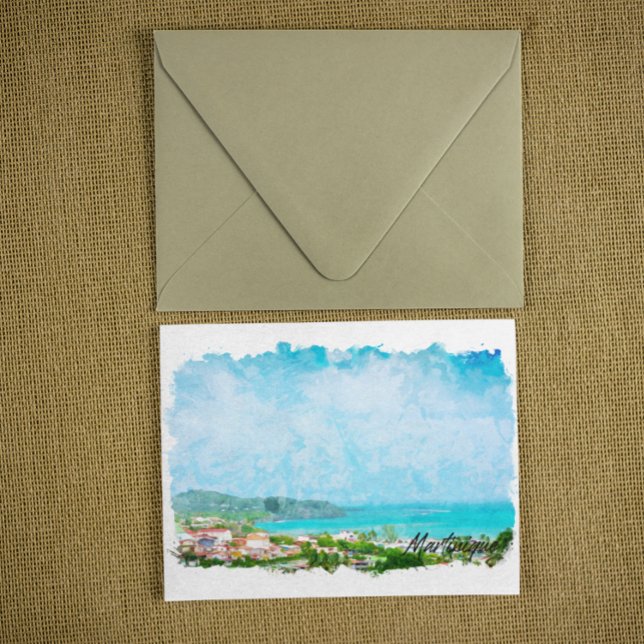Martinique Caribbean Tropical Island Postcard (martinique panorama view travel postcard)
