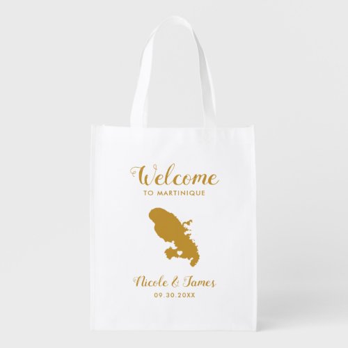 Martinique Destination Wedding Welcome Bag Gold T Grocery Bag